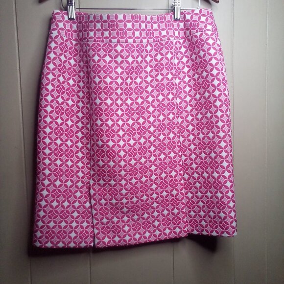 Isabella DeMarco Skirt 10 Career Dressy Geometric Circles Pink White - Picture 4 of 12
